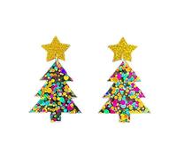 1 Paar Weihnachtsbaum Pailletten Ohrstecker für Damen, glitzernd, sanfter mehrfarbiger Regenbogen Trend, eleganter Schmuck, mehrfarbiger Regenbogen für Damen