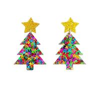 1 Paar Weihnachtsbaum Pailletten Ohrstecker für Damen, glitzernd, sanfter mehrfarbiger Regenbogen Trend, eleganter Schmuck, mehrfarbiger Regenbogen für Damen