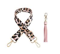 1 Packung Metallschnalle Leopardenmuster Schultergurt mit 1 Quaste Charm, verstellbare Crossbody Ersatz Handtasche Gurte, Laptoptasche Schultergurt, Nylon Taschengurte, für Canvas Tasche (Pink)