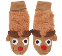 1 Pair Winter Gloves Christmas Deer Gloves Warm Knit Gloves Full Finger Mittens