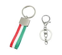 1 Roter, Weißer Und Grüner Schlüsselring Und 1 Schlüsselbund, Dreifarbiger Geflochtener Nylongürtel, Autoschlüsselring, Geeignet Für Die Schlüsselbunddekoration.