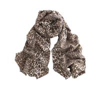 1 Schal mit Leopardenmuster, kurze Quasten, gewebter Kunstkaschmirschal, angeraut, warmer Damenschal