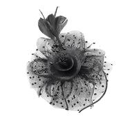 1 * Schleierhut Retro Schleier Beschichtung Feder Mesh Blumen Kopfbedeckung Bühnenkostüme Geeignet für Hochzeit Brautkleid Cheongsam Abendkleid Kirche Cocktail (Schwarz)