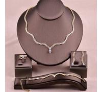 1 Set Modeschmuck für Frauen, Halskette mit gewelltem Golddesign und Zirkonia, Tropfen- und Hufeisenförmiges Schmuckset, geeignet für Hochzeit, Party,