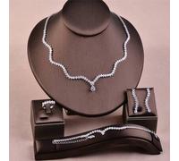 1 Set Modeschmuck Halskette für Frauen mit kubischem Zirkonia, Tropfen- & Hufeisen-förmige Kette Silber Schmuckset, geeignet für Hochzeit, Party, Gesc