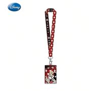 1 Stk. Disney Minnie Mouse Lanyard Kartenhalter Offiziell lizenziert Rot mit Polka-Dots Denim Toon-Thema Filme Anime Zubehör Charakter-ID-Hülle Geschenk