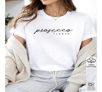 1 Stück 100% Baumwolle Prosecco Bitte Grafik Muster Damen Kurzarm T-Shirt, perfektes Geburtstagsgeschenk, Urlaubsgeschenk, lässiges T-Shirt, stilvolle