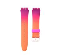 1 Stück 19 mm Sportarmband for Swatch Ersatzarmband Herren Damen Weiches wasserdichtes Armband Uhrenzubehör(Purple orange)