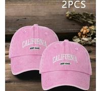 1 Stück/2 Stücke Unisex Y2K-Stil bestickte California West Coast gewaschene Baseballkappe, Outdoor-Sonnenschutz-Hut geeignet für Outdoor-Sport, Sonnen
