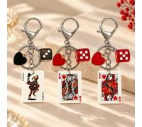 1 Stück/3 Stücke Unisex realistischer Poker-Anhänger, Poker-Element mehrseitiger Würfel Accessoire Schlüsselanhänger, kreativer Hip-Hop Taschenanhänge