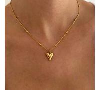 1 Stück 45+5cm 18 Karat vergoldete Herz Anhänger Halskette mit Schlangenkette und Perlen, Liebes-Design Halskette, Valentinstag Geschenk für Frauen
