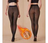 1 Stück 80g/220g/300g Damen sexy transparente schwarze Strumpfhose mit Einzelliniendesign, thermisch gefütterte High-Waist Strumpfhose, tägliche Büro-