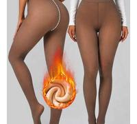 1 Stück 80g/220g Damen sexy transparente kaffeebraune Strumpfhose mit Einzelliniendesign, thermisch gefütterte High-Waist Strumpfhose, tägliche Pendle