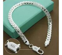 1 Stück 925 Sterling Silber 8 Zoll Herren Seitenketten Armband, Hip Hop Punk Boho Party Geschenk Herren Schmuck