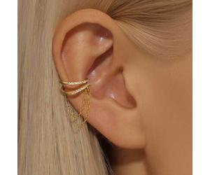 1 Stück 925 Sterling Silber Doppelschicht Ohrringe, Luxus Ketten Quasten Clip-On Ohrringe für Frauen, geeignet als Hochzeitsschmuck für die Braut