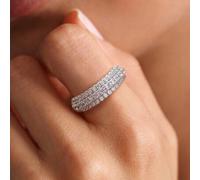 1 Stück 925 Sterling Silber personalisierter zarter doppelreihiger kubischer Zirkonia Rundring, Damenring, exquisites Schmuckgeschenk, Geburtstagsgesc