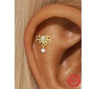 1 Stück 925er Sterlingsilber Lotus Ohrstecker mit flachem Rücken für Knorpel-Helix-Piercing, feiner Schmuck für den täglichen Gebrauch, Hochzeit, Part