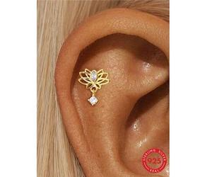 1 Stück 925er Sterlingsilber Lotus Ohrstecker mit flachem Rücken für Knorpel-Helix-Piercing, feiner Schmuck für den täglichen Gebrauch, Hochzeit, Part