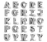 1 Stück A-Z 26 Alphabet Funkelnd Buchstabe Anhänger, Fit Original Armband Halskette Schlüsselbund Perlen Für DIY Schmuckherstellung