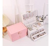 1 Stück abschließbare Schmuckbox, mehrstöckige Kunstperlen-Schmuckschatulle mit 3 Schubladen, elegante abschließbare 3-Lagen Schmuckaufbewahrungsbox a