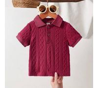 1 Stück Baby Jungen Gestricktes Poloshirt mit Kurzarm. Hergestellt aus speziell strukturierter Strickware mit einzigartigem Webmuster, mit Druckknopf