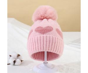 1 Stück Baby Jungen Mädchen Bommel Neugeborene Kleinkind Beanie, kuschelige gestrickte Winter warme Herz süße Baby Accessoires Mütze Beanies Hut