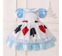 1 Stück Baby Mädchen Spitzenkragen Prinzessin Kleid, blaues Festliches Abendkleid