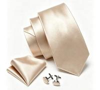 1 Stück Barry Wang Seiden Herren Krawatten Set, Gold & Dunkelgrün einfarbige Krawatte, Einstecktuch, Manschettenknöpfe Set, Hochzeit, Geschäft, Banket