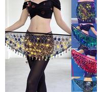 1 Stück Bauchtanz-Übungsset, figurbetonter Minirock mit Quasten und Pailletten, sexy Performance-Tanzrock, Chiffon-Tüll-Minirock, geeignet für Bauchta