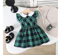 1 Stück bequemes Baby Mädchen Kleid, Sommer Outfit, süßes kariertes ärmelloses Tüllkleid, einfaches lässiges Prinzessin Kleid für Neugeborene Baby Mäd