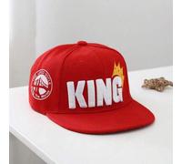 1 Stück bestickter KING Krone Flat Bill Baseball Kappe, verstellbare UV-Schutz Lässig Mütze für Jungen & Mädchen, geeignet für Frühling, Herbst, Reise