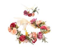 1 Stück Blumenkranz-Stirnband und Blumenarmband, Blumen-Haarschmuck, Elfen-Stirnband, Braut-Haarschmuck, geeignet für Mädchen-Geburtstage, Hochzeiten und Urlaube
