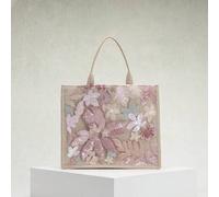 1 Stück bunter Pailletten & Mesh Patchwork Leinen Shopper, modisches Blumen & Blatt Stickerei Design, großer quadratischer Lässig Handtasche, Strand-/
