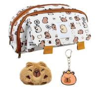 1 Stück Cartoon-Tier-Federmäppchen, Ausgestattet Mit 1 Stück Anhänger Und 1 Stück Plüschbrosche, Niedliches Federmäppchen, Federmäppchen Mit Großer Kapazität, Schreibwaren Für Studenten