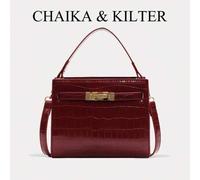 1 Stück CHAIKA & KILTER einfarbige PU-Leder Handtasche, Damen Mode strukturierte Stein Würfel Shopper Tasche mit Riemen Dekor Metallverschluss, Griff