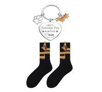 1 Stück Dackel-Schlüsselanhänger Und 1 Paar Socken, Süßer Und Süßer Anhänger, Rucksackschlüsseldekoration Gegen Verlust, Geschenk Für Tierliebhaber.