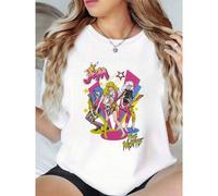 1 Stück Damen 80er Retro Rockband Mädchen Grafikdruck T-Shirt 220g Sommer lässig 100% Baumwolle Rundhals Tee Top