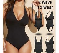 1 Stück Damen Bauchkontrolle nahtlos 2 Tragweisen mit abnehmbarem Träger, Bodysuit-Tanga Outdoor Bikini Stil, trägerloses Neckholder Shapewear