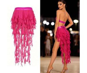 1 Stück Damen Bauchtanz Outfit Hüftgürtel Rock mit Schnürung, Quasten-Saum, Wellen-Pailletten Rock Stil, Tanzkostüm im Saree-Sari-Stil für Rave Karnev