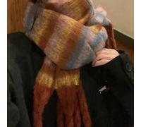 1 Stück Damen braun verwuschelter Zopf Fleece gestreifter Strickschal für Kleider