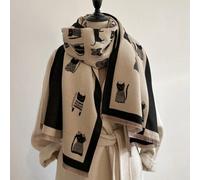1 Stück Damen Faux Kaschmir Cartoon Katze Jacquard modischer Allrounder Dicke Klimaanlage Schal Herbst/Winter Oberbekleidung Schal für den täglichen G