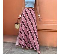 1 Stück Damen gestreifter, bunter Fruchtdruck A-Linien Loose Casual Urlaubs Strand Alltags Rock, Frühling/Sommer