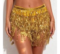 1 Stück Damen glitzernder Pailletten-Quasten-Fransen-Hüft-Wickelrock, sexy Bauchtanz- und Lateintanz-Kostüm-Accessoire, Salsa-Rumba-Tango-Tanz-Hüftsch