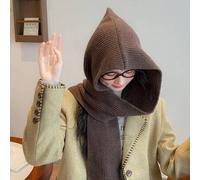 1 Stück Damen Hut und Schal Set, gestrickter Kapuzen-Schal, Woll-Poncho, Wintermütze, warmer Mini-Umhang mit Kapuze für den Outdoor-Einsatz im Winter,