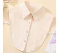 1 Stück Damen Jumpsuit aus beigem Chiffon mit Kunstkragen, Halbhemd Stil und spitzem Kragen, geeignet für den täglichen Gebrauch