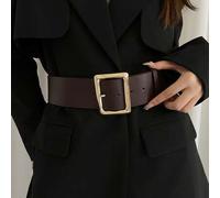 1 Stück Damen Kaffeefarbe PU Leder Taillengegürtetes elegantes Midi-Kleid für Sommer, Schule, Herbst, Halloween