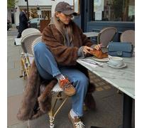 1 Stück Damen Kunstfell Mantel, einfarbige flauschige Fleecejacke, geeignet für den täglichen Gebrauch im Winter