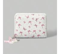 1 Stück Damen Kurze Geldbörse mit Punkte Schleifen Design und Reißverschluss Münztasche mit Schleifen Akzent