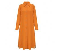 1 Stück Damen Mode einfarbiges langärmliges Hemdkleid mit Einzelknopfleiste, elegant und lässig, Frühling