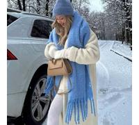 1 Stück Damen Schal mit Plüsch Quasten, warmer und bequemer Umhang, winddicht und warm für Outdoor, schlicht und vielseitig für den täglichen Gebrauch